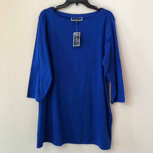 NWT Karen Scott Macy's Tunic Boat Neck Blue 0X - Picture 2 of 3